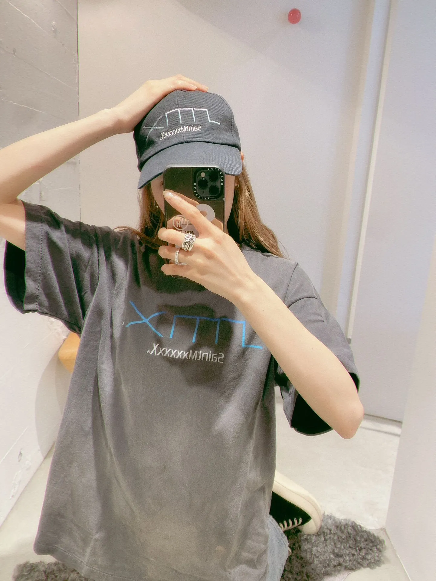 SAINT Mxxxxxx SM6 TEE/BLK latest model SM6 basic LOGO printed TEE, washed black S-XL, garment dyeing, heavy washing to make old, hanging holes, highly restored original printing, correct with anti-counterfeiting angel mark